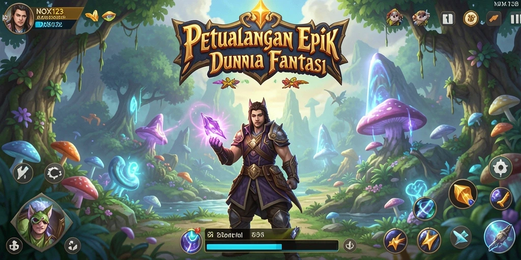 Tampilan seru gameplay NOX123 yang penuh aksi RPG.