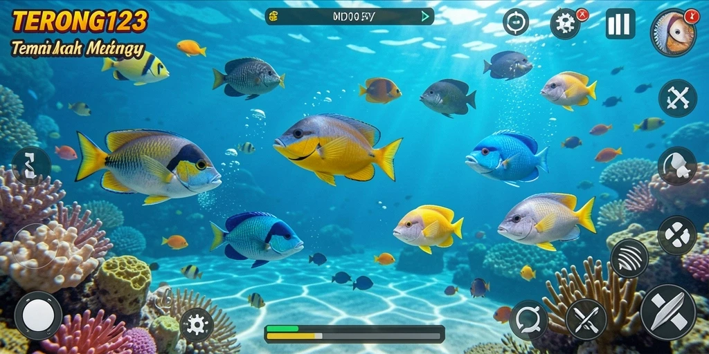 Screenshot utama menampilkan adegan seru dalam gameplay Tembak Ikan.